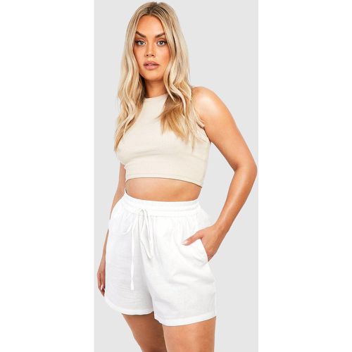 Pantaloncini morbidi Plus Size in lino - boohoo - Modalova