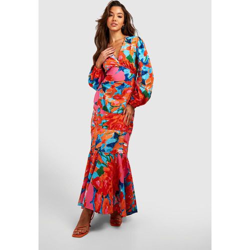 Woven Mix Print Maxi Dress, Arancio - boohoo - Modalova