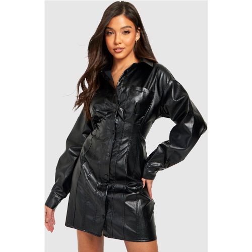 Vestido Camisero Estilo Corsé De Cuero Sintético - boohoo - Modalova