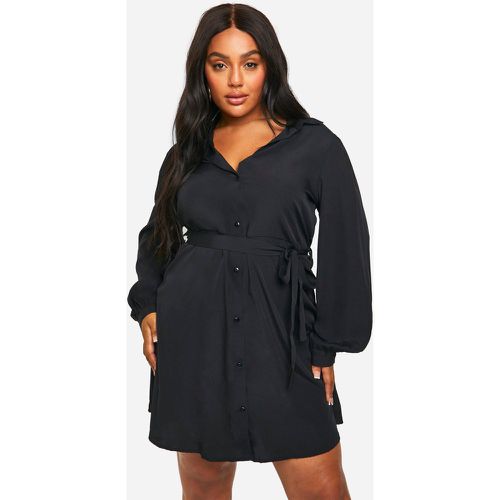 Vestito camicia Plus Size, Nero - boohoo - Modalova