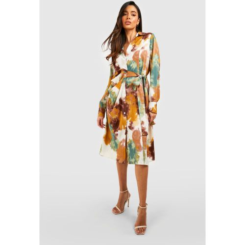 Vestito camicia con stampa e laccetti - boohoo - Modalova