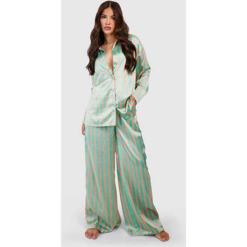Pijama Oversize De Rayas, Verde - boohoo - Modalova