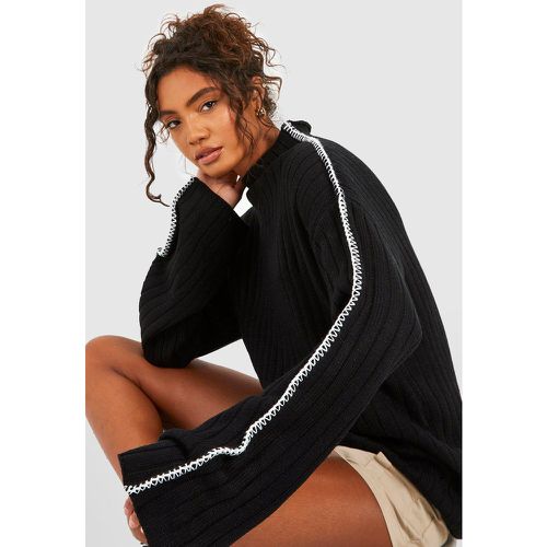 Jersey Tall De Punto Canalé Con Cuello Alto - boohoo - Modalova