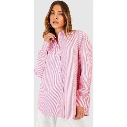 Camisa Oversize De Rayas, Pink - boohoo - Modalova