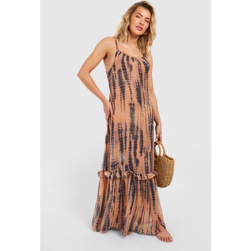 Vestito maxi da mare in fantasia tie dye con spalline - boohoo - Modalova