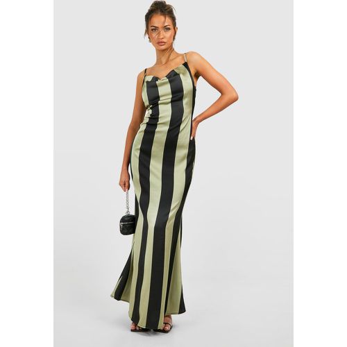 Vestido Lencero Maxi De Raso Con Raya Plisada - boohoo - Modalova