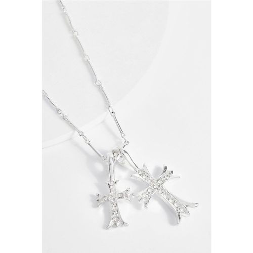 Collana color argento decorata con dettagli a croce - boohoo - Modalova