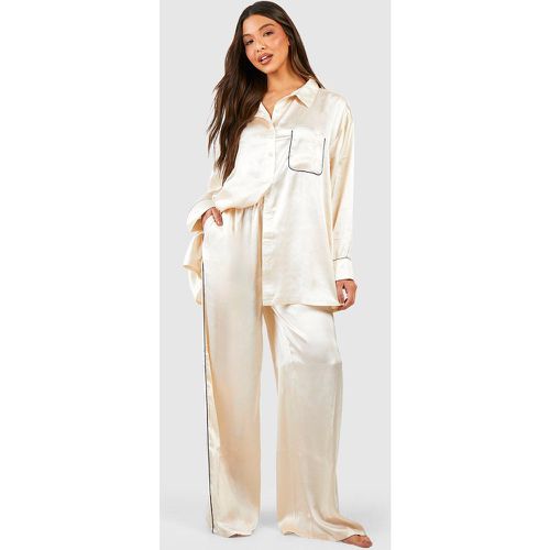 Pijama Oversize Con Ribete, Blanco - boohoo - Modalova