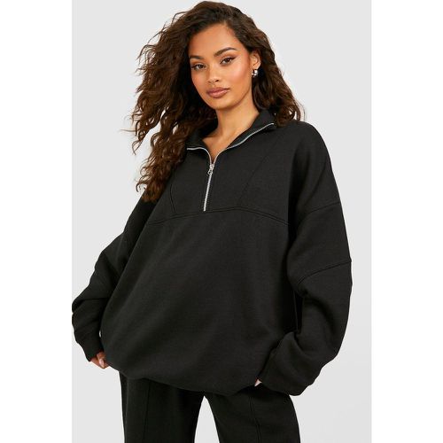 Felpa oversize con zip corta e cuciture - boohoo - Modalova