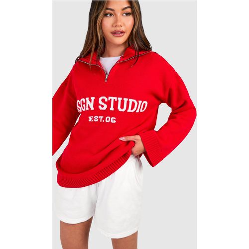 Dsgn Studio Oversized Zip Neck Jumper - boohoo - Modalova