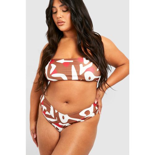 Plus Animal V Band High Waisted Bikini Bottom - boohoo - Modalova