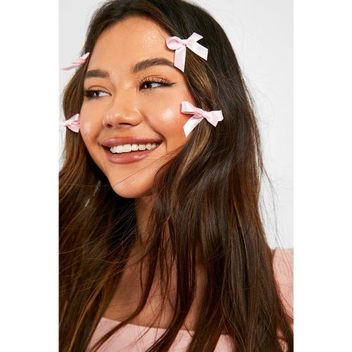 Mini Bow Hair Clips, Pink - boohoo - Modalova