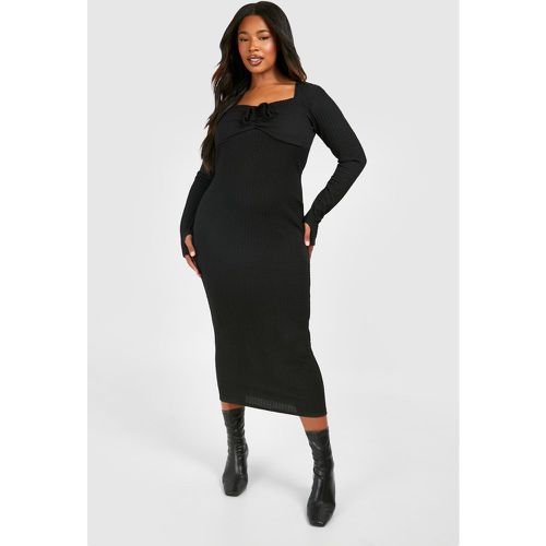 Plus Textured Tie Detail Column Midaxi Dress - boohoo - Modalova