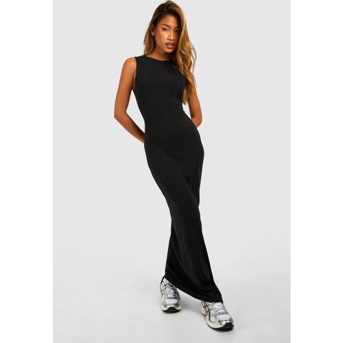 Racer Neck Rib Maxi Dress, Negro - boohoo - Modalova