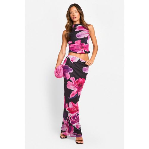 Tall Floral Print Mesh Maxi Skirt - boohoo - Modalova