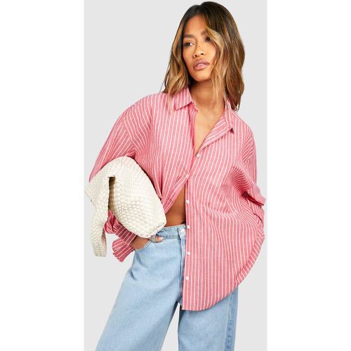 Oversized Pocket Detail Fine Stripe Shirt - boohoo - Modalova