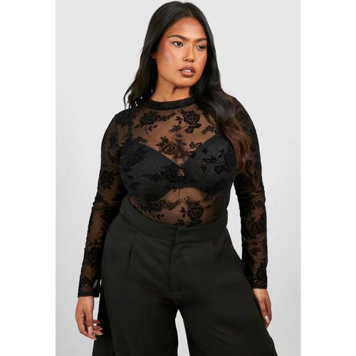 Plus Floral Bodysuit, Nero - boohoo - Modalova