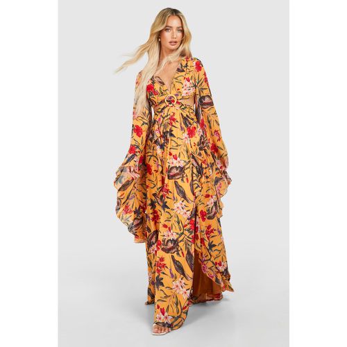 Tropical Floral Chiffon Print Cut Out Maxi Dress - boohoo - Modalova