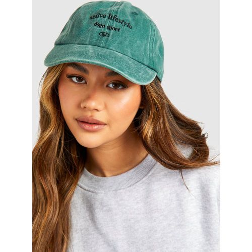 Design Sport Washed Cap, Verde - boohoo - Modalova