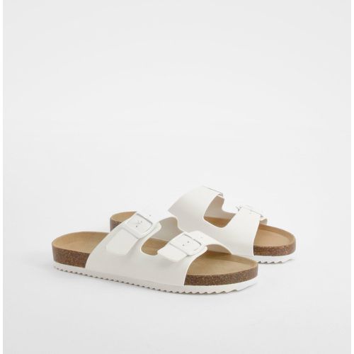 Double Strap Footbed Buckle Sliders - boohoo - Modalova