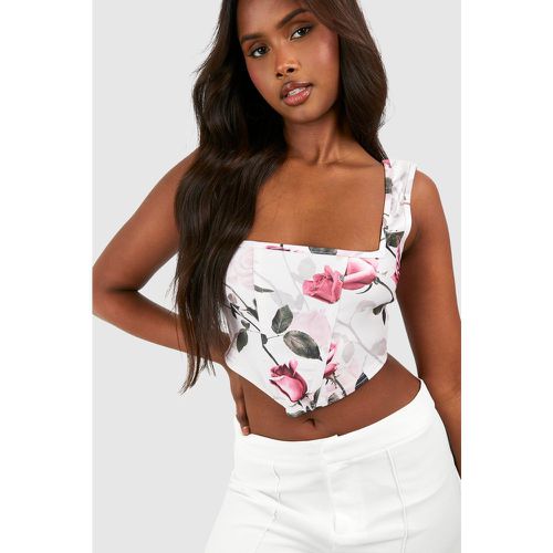 Floral Bengaline Corset Top, Pink - boohoo - Modalova