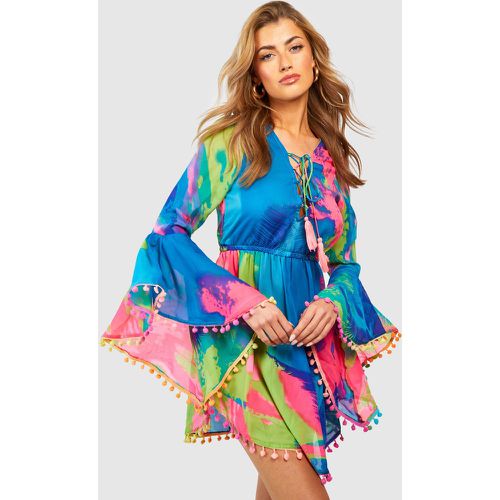 Vestito da mare in fantasia tropicale - colori fluo - boohoo - Modalova