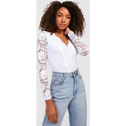 Body Tall De Encaje Con Mangas Largas - boohoo - Modalova