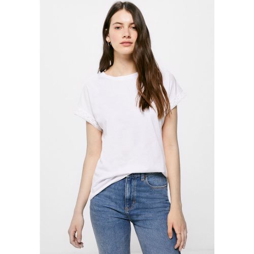 Camiseta lisa manga crochet - Springfield - Modalova
