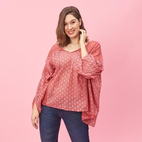 Blouse col V avec application de dentelle Klauda en coton - 3S. x Le Vestiaire - Modalova