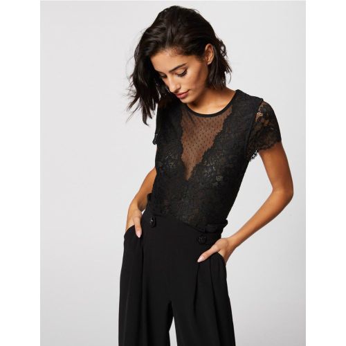 T-shirt manches courtes en dentelle - Morgan - Modalova
