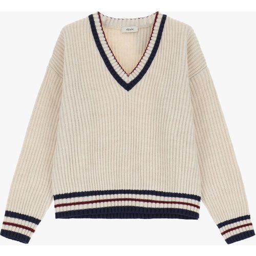 Pullover con orli a righe e scollo a v - Dixie - Modalova