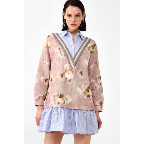 Mini abito in cotone con camicia e pullover floreale - Dixie - Modalova