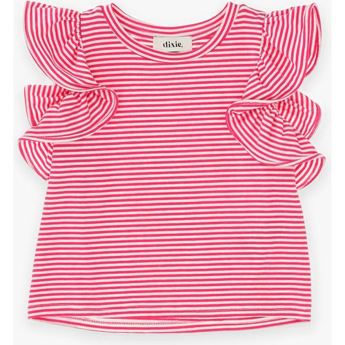 T-shirt bambina fantasia a righe con volant - Dixie - Modalova