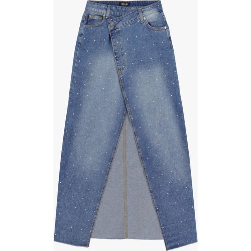 Gonna lunga in denim con strass - Dixie - Modalova