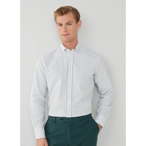 HM309855 Mel Cot Linen Stripe Shirt (L), Bleu, Casuel, Vert, Coton, Classique, Manche longue - Hackett London - Modalova