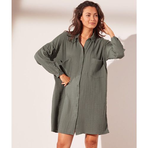 Robe chemise en gaze de coton - MARTINE - S - Verde - Mujer - Etam - Modalova