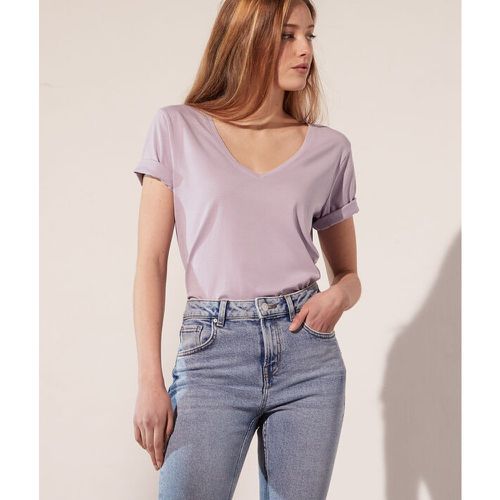 Camiseta escote en v - MAGGIE - XS - Violeta - Mujer - Etam - Modalova