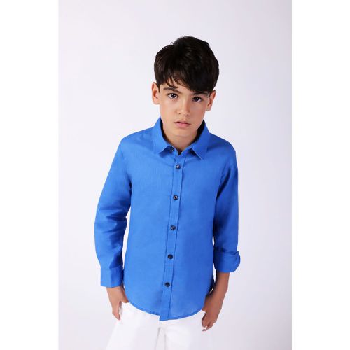 Camicia bambino monocolour con bottoni a contrasto - Imperial - Modalova