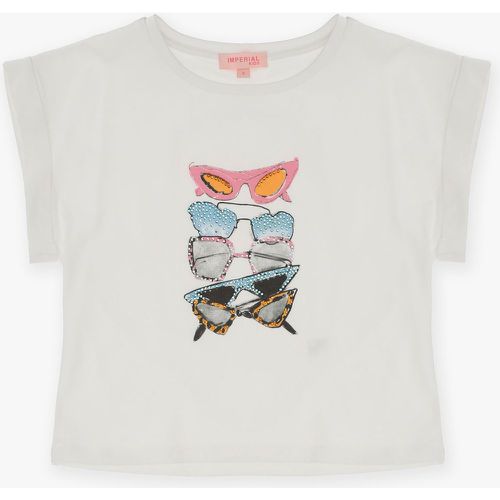 T-shirt bambina in puro cotone monocolour con stampa multicolor - Imperial - Modalova