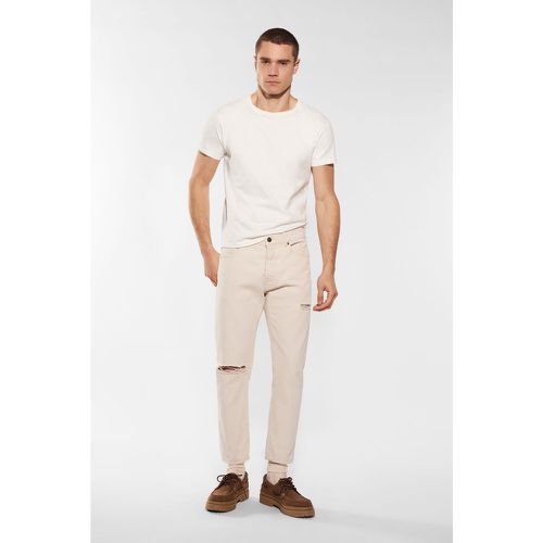 Pantaloni slim-fit in puro cotone monocolour con abrasioni - Imperial - Modalova