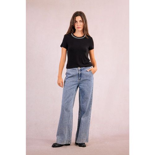 T-shirt droit, col perlé - MOLLY BRACKEN - Modalova