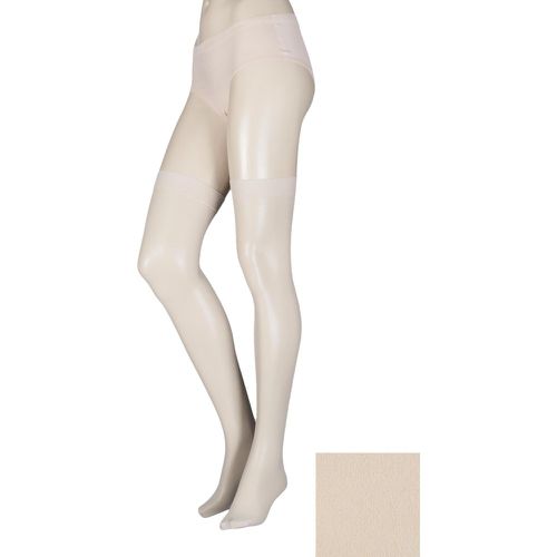 Pair Ivory Stockings 15 Denier 100% Nylon Ladies One Size - Elle - Modalova