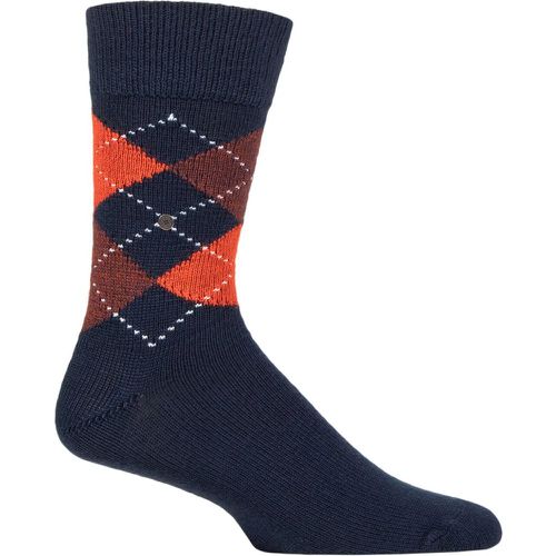 Mens 1 Pair Preston Extra Soft Feeling Argyle Socks Navy / Orange 6.5-11 Mens - Burlington - Modalova