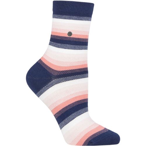 Women's 1 Pair Stripe Cotton Socks Navy 3.5-7 Ladies - Burlington - Modalova