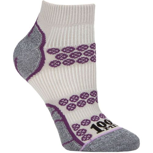 Mens and Ladies 1 Pair Lite Anklet Double Layer Socks Silver / Purple 3-5.5 Ladies - 1000 Mile - Modalova