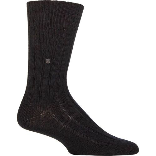 Mens 1 Pair Burlington Dover Virgin Wool Ribbed Socks Charcoal 6.5-11 Mens - SockShop - Modalova