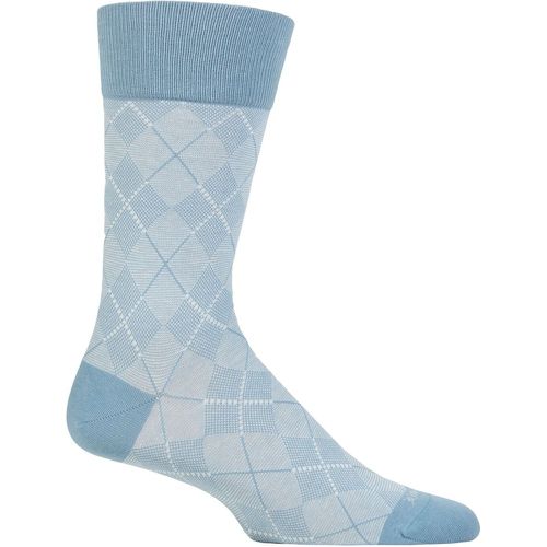 Mens 1 Pair Burlington Carrington Cotton Argyle Socks Azure 6.5-11 Mens - SockShop - Modalova