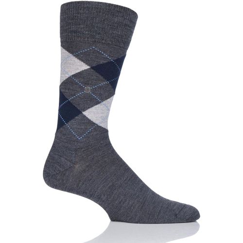Pair Dark Edinburgh Virgin Wool Argyle Socks Men's 6.5-11 Mens - Burlington - Modalova