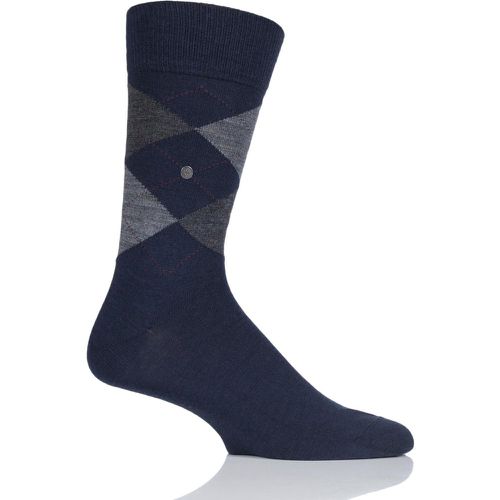 Pair Navy Edinburgh Virgin Wool Argyle Socks Men's 11-14 Mens - Burlington - Modalova