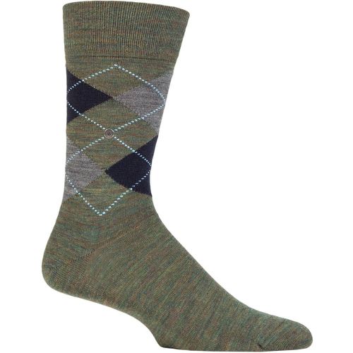 Mens 1 Pair Edinburgh Virgin Wool Argyle Socks / Grey Melange 6.5-11 Mens - Burlington - Modalova